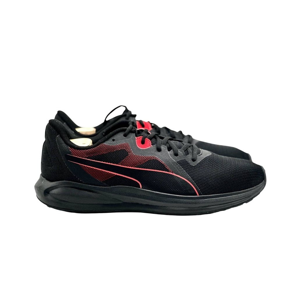 Puma Transport Mens Running Shoes Black Red Mesh Sneakers 376289-02 Size 13